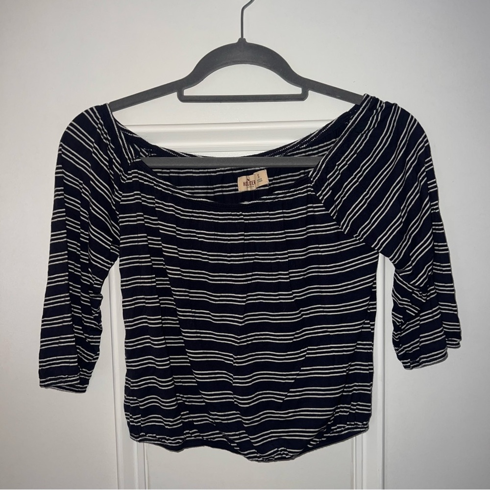 Hollister Black and White Striped Blouse